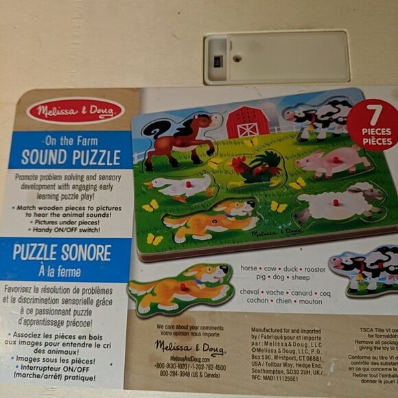 Melissa & Doug 4 Lot Wooden Sound Puzzles Safari Vehicle Farm Animals Latches - Picture 7 of 16